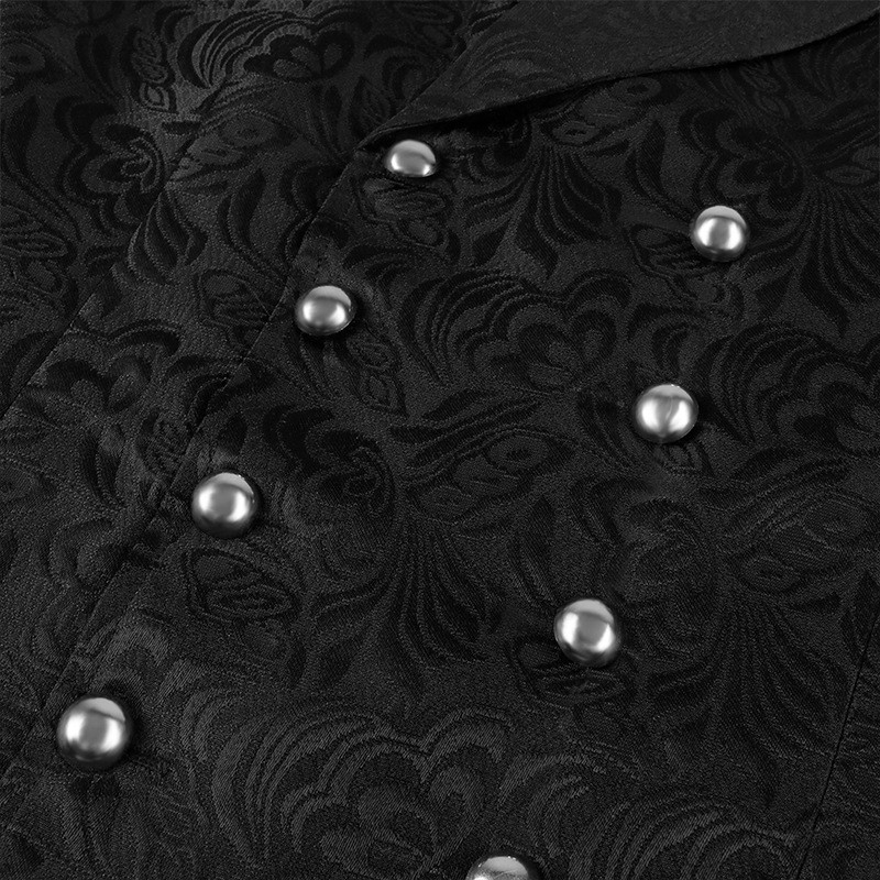 Мъжки викториански костюм Жилетка Мъжки стиймпънк готически средновековен жакард двуредна жилетка без ръкави Парти костюми за Хелоуин