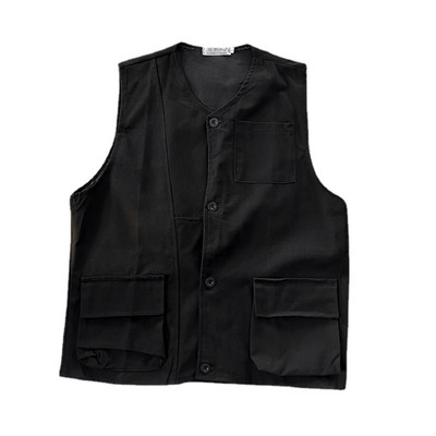 Лятна мъжка ежедневна памучна жилетка без ръкави с много джобове Работно яке без ръкави Жилетка с джобове