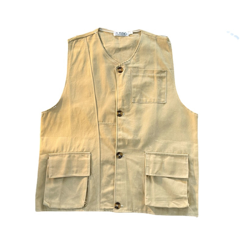 Лятна мъжка ежедневна памучна жилетка без ръкави с много джобове Работно яке без ръкави Жилетка с джобове