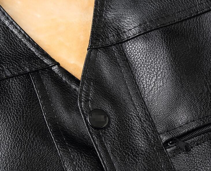 Есенна и зимна мъжка жилетка от PU кожа Мъжка жилетка с подплата от изкуствена кожа 5-годишна черна кожена жилетка TB422