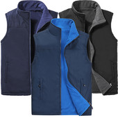 Φθινοπωρινό και Χειμώνα Ζεστό Fleece Μπουφάν Outdoor Sports Μπλούζα Μονόχρωμο Βαμβακερό Γιλέκο Αμάνικο Φαρδύ Γιλέκο με πολλές τσέπες Жилет