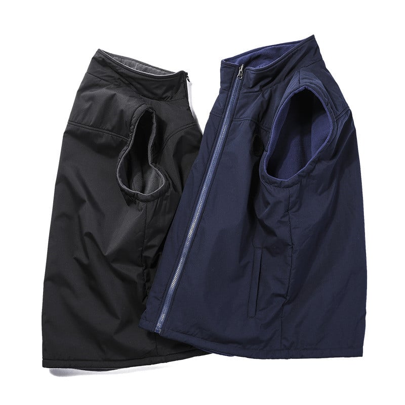 Есенно и зимно топло поларено яке Спортна блуза на открито Едноцветна памучна жилетка Без ръкави Свободна жилетка с много джобове Жилет