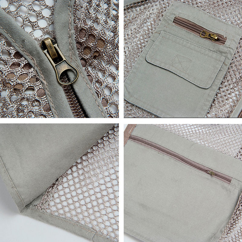 Жилетка Работно яке без ръкави Голям размер 2021 Мрежести бързосъхнещи жилетки Мъжки с много джобове Мъжки дишащи многоджобни риболовни