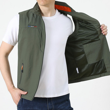 Ανοιξιάτικο φθινόπωρο ανδρικό γιλέκο πολλαπλών τσέπης με σταθερό γιακά αναρρίχησης πεζοπορίας αμάνικο παλτό για υπαίθριο αθλητικό γιλέκο casual