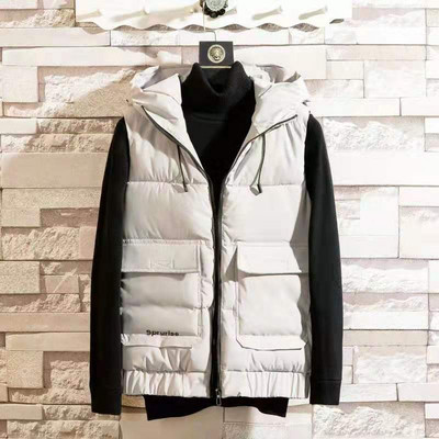 Есенно-зимни жилетки Мъжки 2023 г. Ново топло памучно яке без ръкави Мъжки ежедневен жилетка с яка със стойка Едноцветен жилетка L160