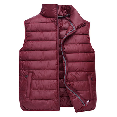 SHIFUREN Зимна топла мъжка жилетка с памучна подплата, яке без ръкави, горно облекло, мъжко каузално ултра-леко жилетка с патешки пух, голям размер
