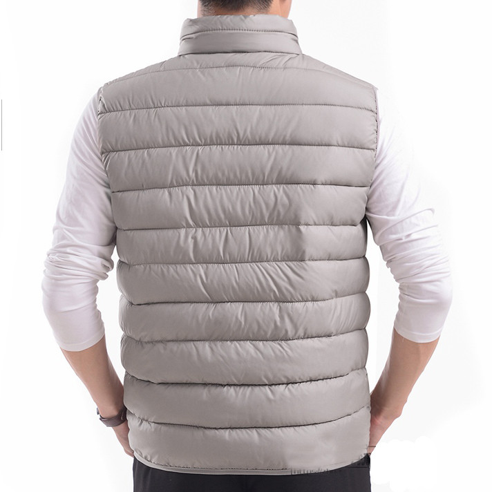 SHIFUREN Зимна топла мъжка жилетка с памучна подплата, яке без ръкави, горно облекло, мъжко каузално ултра-леко жилетка с патешки пух, голям размер