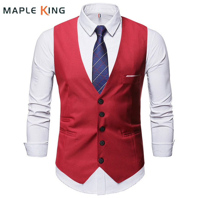 Мъжки жилетки Костюми Жилетка Корейски бизнес сватбени плътни Trajes Elegante Para Hombres Мъжко официално бизнес яке без ръкави