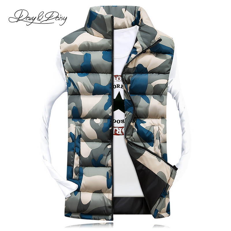 DAVYDAISY Zimski prsluk Muški stojeći ovratnik Kamuflažni prsluk Jakna bez rukava Ležerna marka Muški vojni prsluk DCT-044