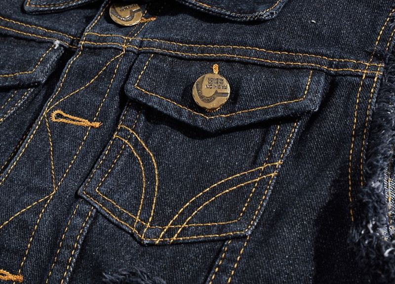 Мъжки корейски модни тънки дънкови дънки Жилетка Motor Biker Denim Jets Streetwear Черно мъжко хип-хоп жилетка Яке Потник