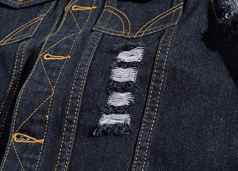 Мъжки корейски модни тънки дънкови дънки Жилетка Motor Biker Denim Jets Streetwear Черно мъжко хип-хоп жилетка Яке Потник