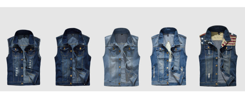 Мъжки деним дънки жилетка палто скъсани пискюли джоб яке без ръкави 6XL пролет мъжко улично каубойско яке яке