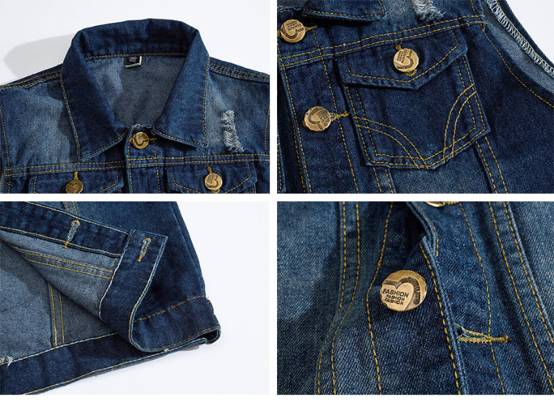 Мъжки деним дънки жилетка палто скъсани пискюли джоб яке без ръкави 6XL пролет мъжко улично каубойско яке яке