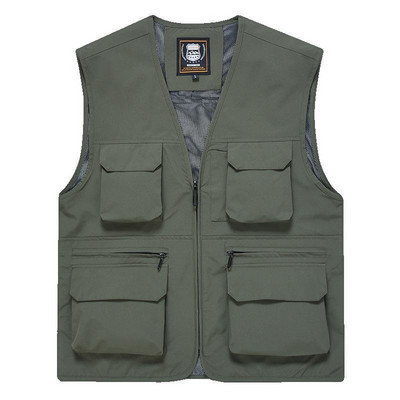 Καλοκαιρινό γιλέκο Mesh Άνδρας Tactical Military Αμάνικο Parka Work Μοτοσικλετιστή Μπουφάν Spring Jumper Gilets Camping Multi-Pocket