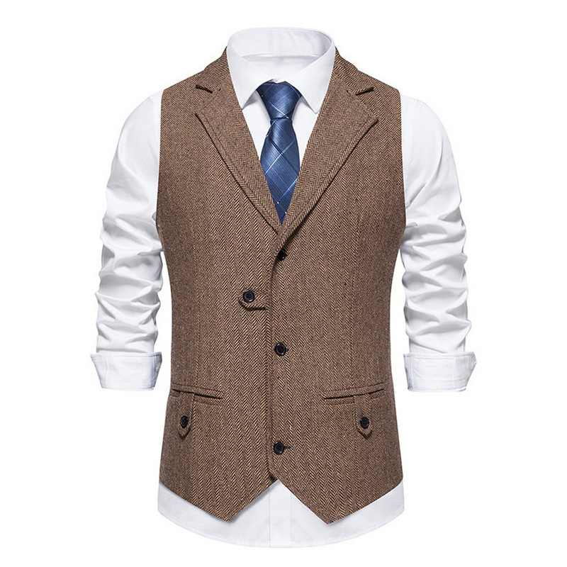 Мъжки жилетки Slim Fit Ежедневно бизнес облекло за мъже Раирана жилетка Пънк жилетка Groomman Сватбен мъжки костюм Жилетка Яке Палта