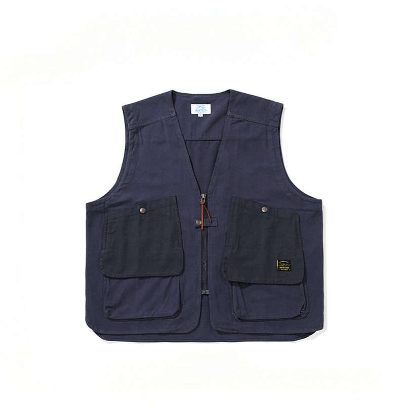 Japanski prsluci s džepovima i alatima s V-izrezom Muški retro kauzalni široki kardigan bez rukava Jakne s prslukom Muška odjeća