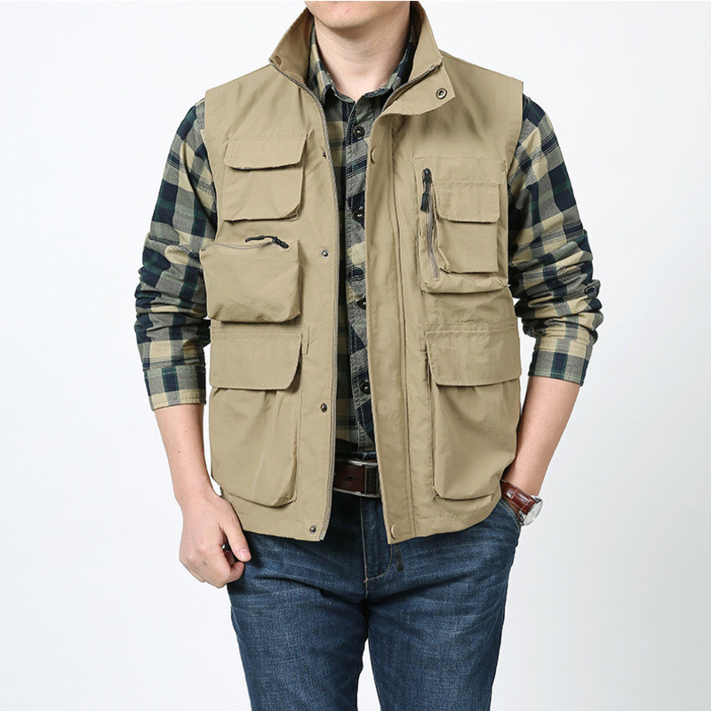 Пролетна тактическа жилетка за мъже Яке без ръкави Якета с много джобове Бродирано МЪЖКО палто Лятно мъжко велосипедистско дънково военно дело