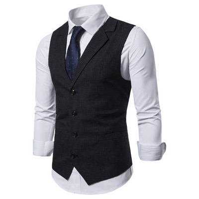 Ανδρικό γιλέκο μόδας Slim Fit Λεπτό καρό ανδρικό γιλέκο μπλούζες Λεπτό επαγγελματικό γιλέκο γιλέκο Αντρικό στυλ Αγγλίας Ανδρικά κοστούμια ελεύθερου χρόνου