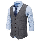 Κοστούμι ανδρικό γιλέκο Business Casual Slim γιλέκα Ανδρικό γιλέκο γάμου Επίσημο φόρεμα Νυφικό γιλέκο μόδας Μονό στήθος Γιλέκο