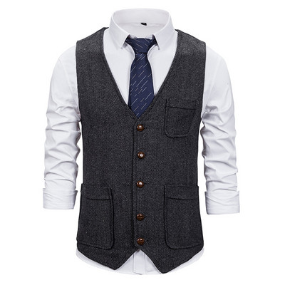 Κοστούμι ανδρικό γιλέκο Business Casual Slim γιλέκα Ανδρικό γιλέκο γάμου Επίσημο φόρεμα Νυφικό γιλέκο μόδας Μονό στήθος Γιλέκο