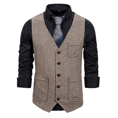 Κοστούμι ανδρικό γιλέκο Business Casual Slim γιλέκα Ανδρικό γιλέκο γάμου Επίσημο φόρεμα Νυφικό γιλέκο μόδας Μονό στήθος Γιλέκο