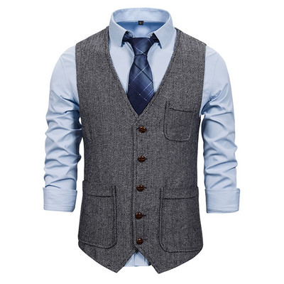 Κοστούμι ανδρικό γιλέκο Business Casual Slim γιλέκα Ανδρικό γιλέκο γάμου Επίσημο φόρεμα Νυφικό γιλέκο μόδας Μονό στήθος Γιλέκο