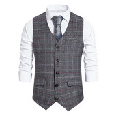 Νέο κοστούμι ανδρικό γιλέκο μόδας καρό Business Casual μονόστηθο γιλέκα Ανδρικό αμάνικο γαμήλιο γιλέκο Ανδρικά ρούχα γραφείου