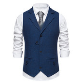 Ανδρικό γιλέκο επαγγελματικό casual blazer γιλέκο γάμου casual γυριστό γιακά Μονόστηθο αμάνικο επίσημο κοστούμι γιλέκα Άνδρας