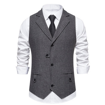 Ανδρικό γιλέκο επαγγελματικό casual blazer γιλέκο γάμου casual γυριστό γιακά Μονόστηθο αμάνικο επίσημο κοστούμι γιλέκα Άνδρας