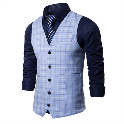 2022 Κοστούμι ανδρικό γιλέκο Slim Fit Business Causal καρό γιλέκο Ανδρικό γιλέκο Γάμου Γραφείο Επίσημο Κλασικό Vintage Κοστούμι Ανδρικά γιλέκα