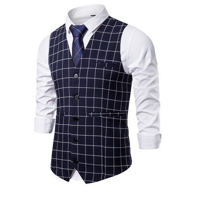 2022 Κοστούμι ανδρικό γιλέκο Slim Fit Business Causal καρό γιλέκο Ανδρικό γιλέκο Γάμου Γραφείο Επίσημο Κλασικό Vintage Κοστούμι Ανδρικά γιλέκα