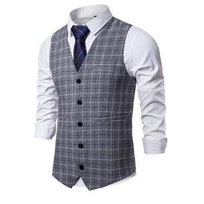2022 Κοστούμι ανδρικό γιλέκο Slim Fit Business Causal καρό γιλέκο Ανδρικό γιλέκο Γάμου Γραφείο Επίσημο Κλασικό Vintage Κοστούμι Ανδρικά γιλέκα