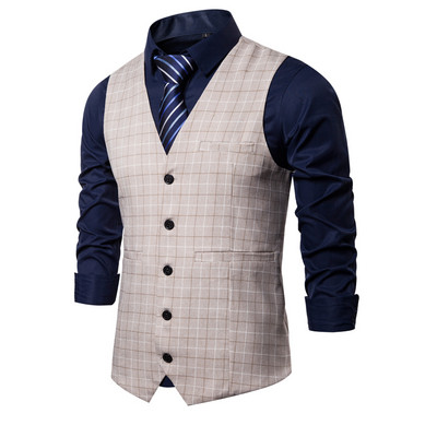 2022 Κοστούμι ανδρικό γιλέκο Slim Fit Business Causal καρό γιλέκο Ανδρικό γιλέκο Γάμου Γραφείο Επίσημο Κλασικό Vintage Κοστούμι Ανδρικά γιλέκα