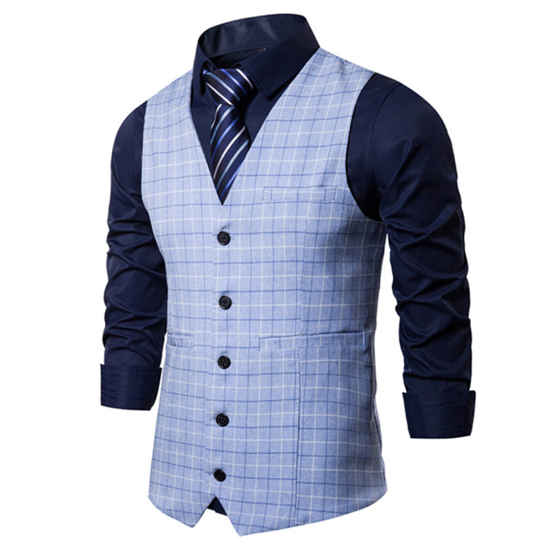 2022 Костюм Жилетка Мъжки Slim Fit Business Causal Кариран Жилетка Мъжка Сватбена Парти Офис Официален Класически Ретро Жилетки Мъжки костюм