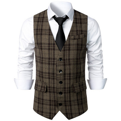 Ανδρικό γιλέκο Γιλέκο Daily WearFashion Άνοιξη & Φθινόπωρο με κουμπιά από πολυεστέρα Άνετο μονό στήθος γιλέκο