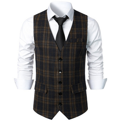 Ανδρικό γιλέκο Γιλέκο Daily WearFashion Άνοιξη & Φθινόπωρο με κουμπιά από πολυεστέρα Άνετο μονό στήθος γιλέκο
