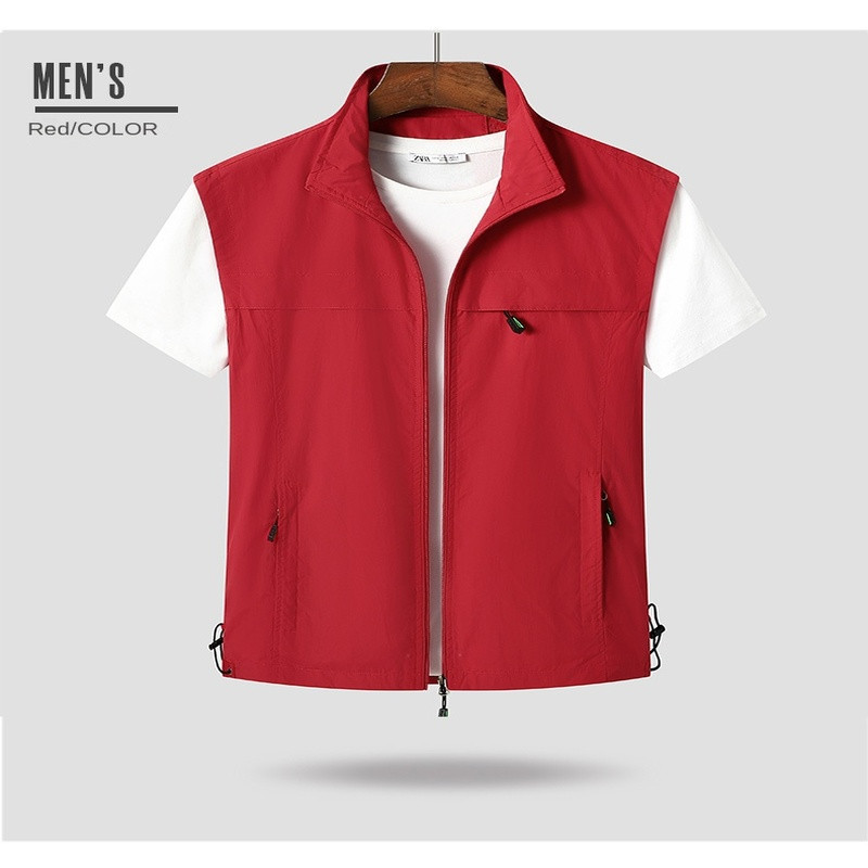 Бродирана жилетка Жилетки с множество джобове Човек, лов, мотоциклетист, риболовно облекло, тактическо военно палто за къмпинг, лято за мъже, цип