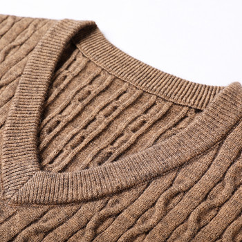 Най-висококачествен нов есенно-зимен моден марков дизайнерски пуловер, жилетка, плетен мъжки пуловер с V-образно деколте, без ръкави, ежедневни мъжки дрехи