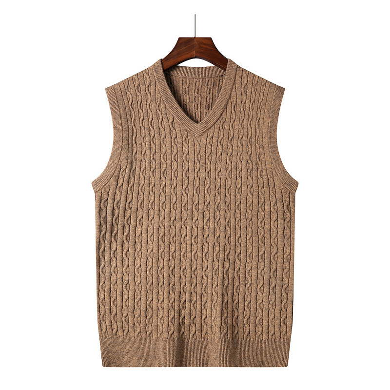 Най-висококачествен нов есенно-зимен моден марков дизайнерски пуловер, жилетка, плетен мъжки пуловер с V-образно деколте, без ръкави, ежедневни мъжки дрехи