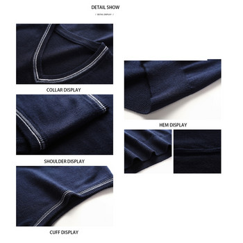 BROWON Νέα άφιξη γιλέκο ανδρικό πουλόβερ casual αμάνικο V-λαιμόκοψη ανδρικά ρούχα Μονόχρωμα πλεκτά πουλόβερ ανδρικά ρούχα