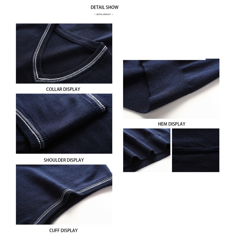 BROWON New Arrival Vest Sweater Мъжки ежедневни мъжки дрехи без ръкави с V-образно деколте Едноцветен Slim Fit плетен пуловер Мъжко облекло