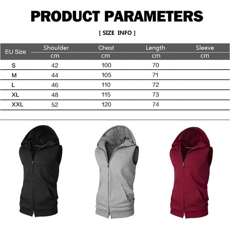 2023 Мъжки горен пуловер с отворен цип и качулка Модно спортно палто без ръкави Мъжко облекло за фитнес Ежедневни горнища