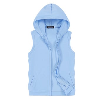 Νέο ανδρικό αμάνικο μπουφάν με κουκούλα με φερμουάρ 2022 Λευκό μπλε γκρι Αυτό το παλτό είναι τέλειο για την Άνοιξη Καλοκαίρι Φθινόπωρο 5xl