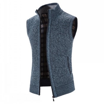 Мъжка есенно/зимна жилетка Plus Velvet Thicken Плюс размер Тънка жилетка Мъжки пуловер Жилетка Плетен пуловер без ръкави M-4XL
