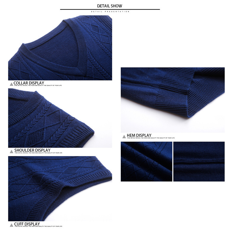BROWON моден пуловер жилетка Мъжки 2023 г. Ежедневни къси едноцветни мъжки дрехи без ръкави V-образно деколте Slim Fit Мъжки плетени зимни дрехи