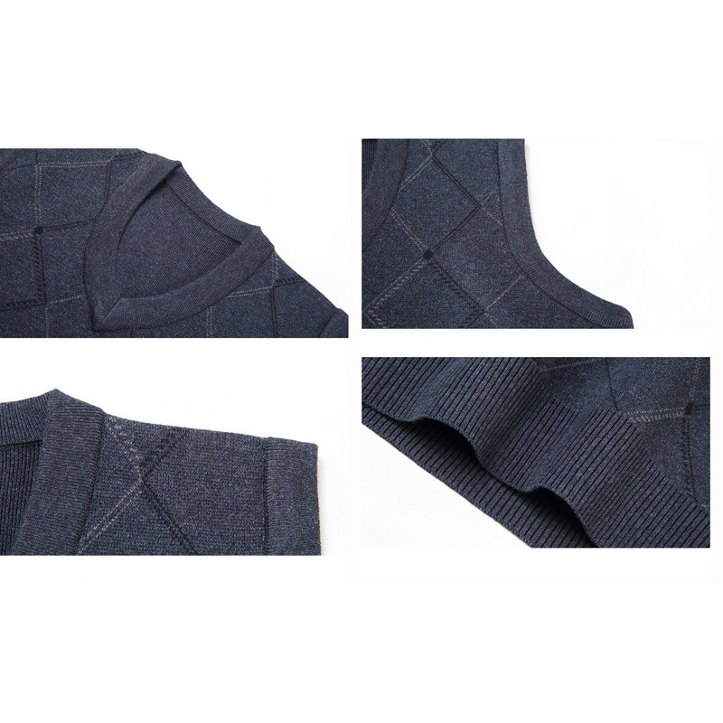 Плетен пуловер с марка BROWON Моден есенен и зимен пуловер без ръкави с яка с V-образно деколте Топли бледи ежедневни пуловери за мъже Жилетка