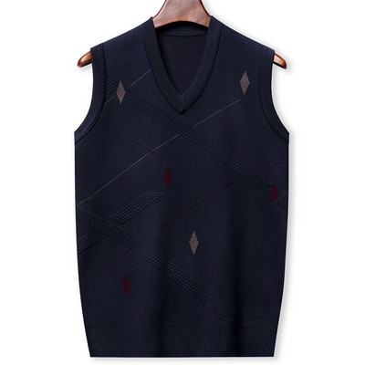 Есен и зима 2023 Мека и топла бизнес ежедневна универсална мъжка плетена жилетка