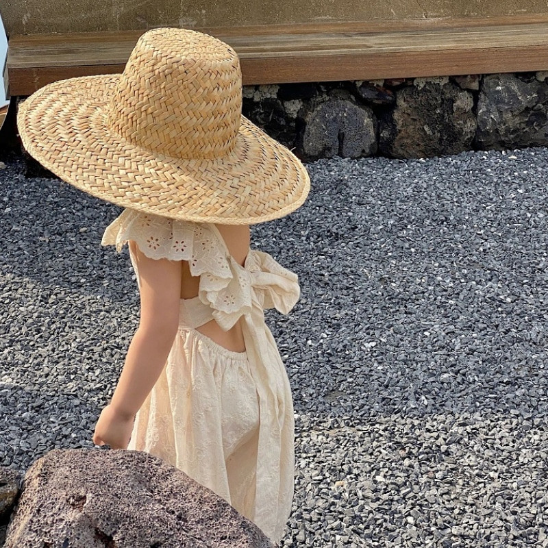 Моден гащеризон с памучна дантела за момиченце принцеса Бебешки гащеризон с презрамки за бебета, летни комбинезони Бебешки дрехи 1-7 г.