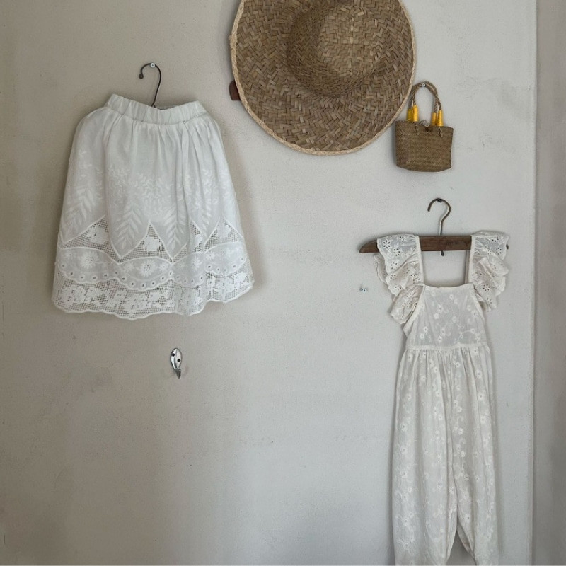 Моден гащеризон с памучна дантела за момиченце принцеса Бебешки гащеризон с презрамки за бебета, летни комбинезони Бебешки дрехи 1-7 г.