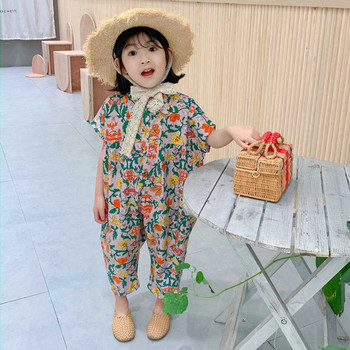 Облекло за момичета Гащеризон 2020 Летен гащеризон за момичета с цветя Ежедневни японски и корейски костюм за момичета Бебешки детски дрехи